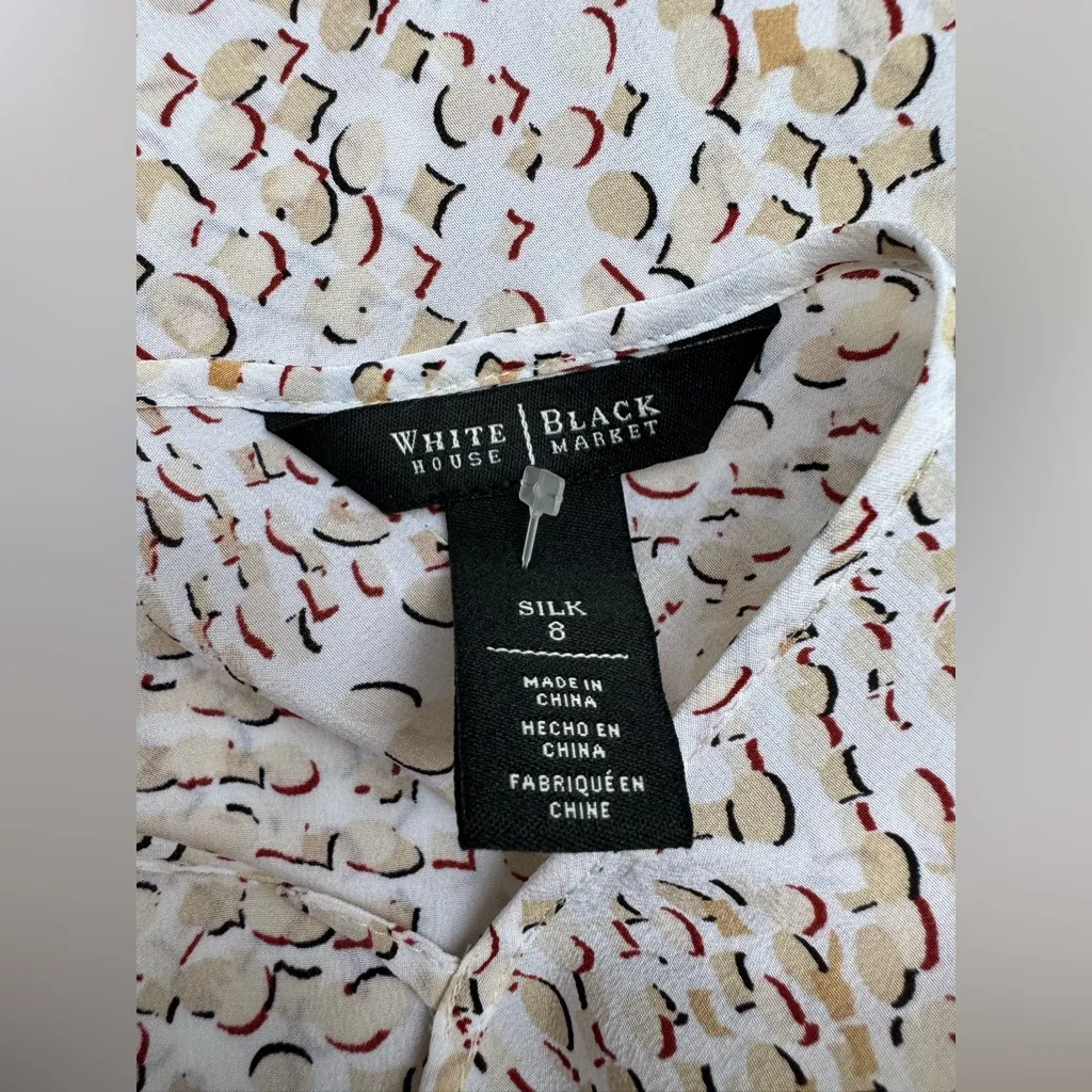 White House Black Market Cream and Gold Silk Blouse - Image 5