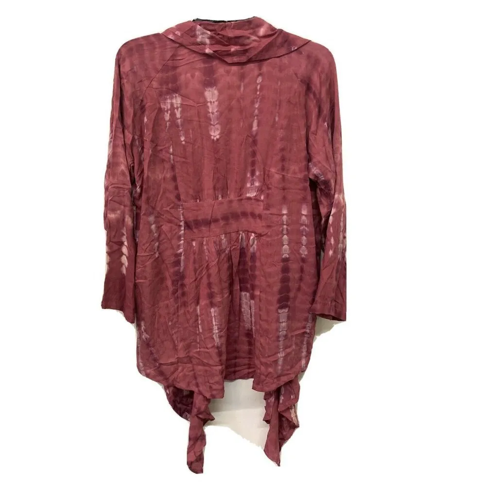 Soft Surroundings Multicolor Tie Dye Open Front Drape Kimono Cardigan - Image 2