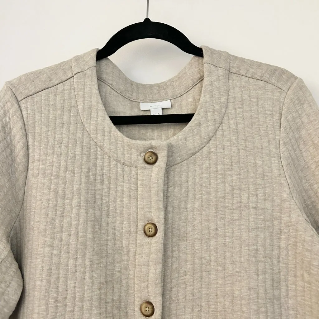 Pure Jill J. Jill Quilted Button Down Oatmeal Tan Shacket Cardigan Size XL - Image 2