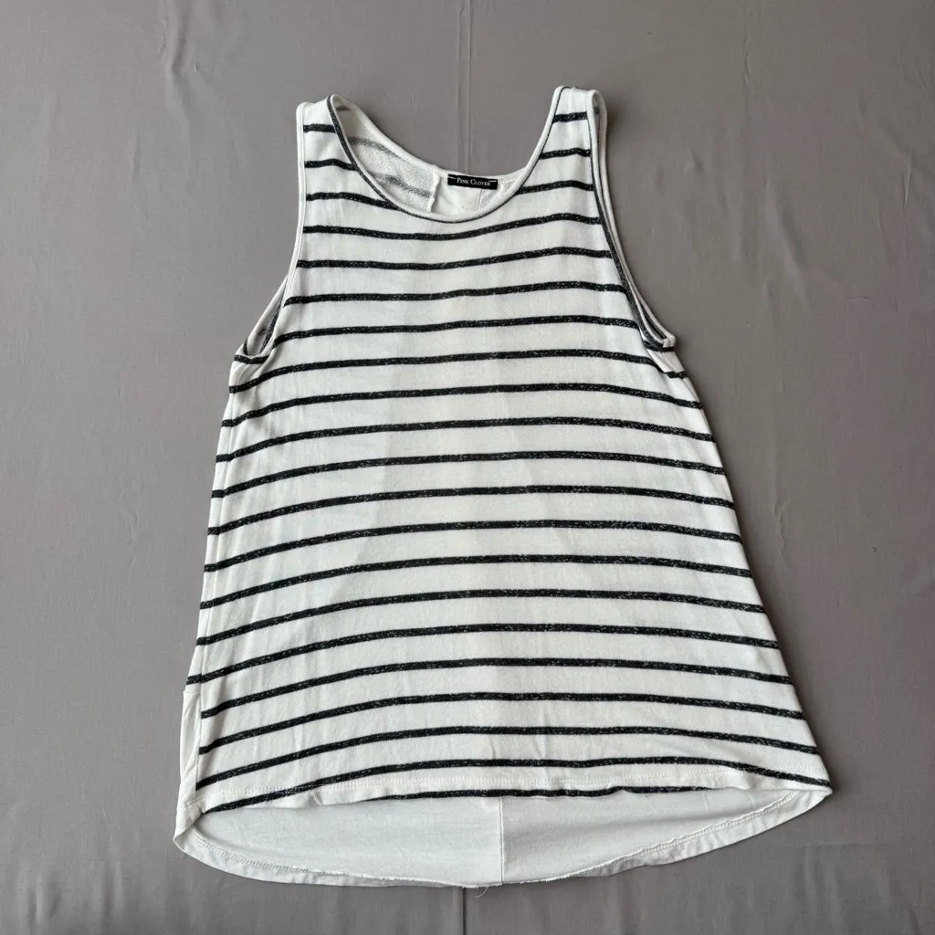 Pink Clover Striped Button-Back Tank Top Women's M - Image 2