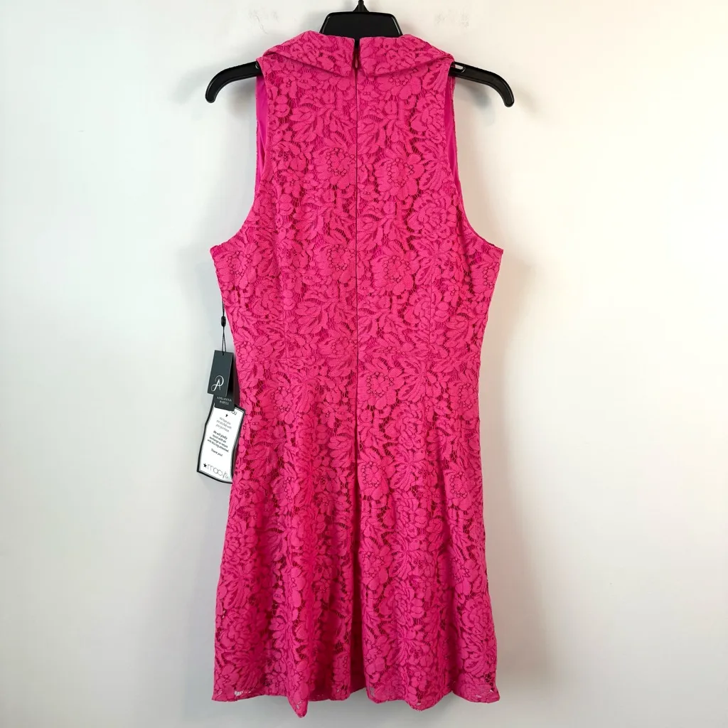 Adrianna Papell Sleeveless Lace Tuxedo Dress Petunia Pink 12 - Image 8