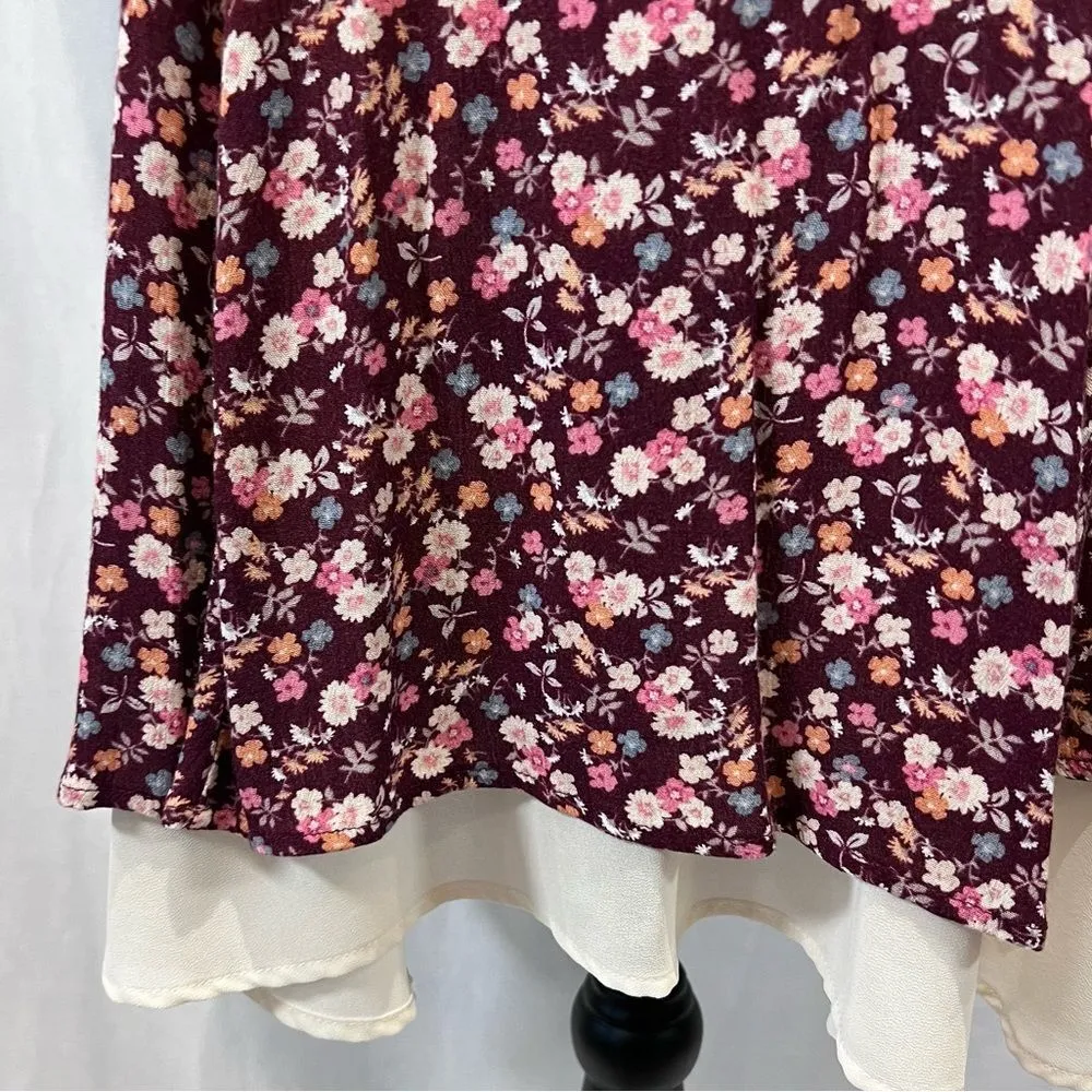 ditsy floral cross back layered dress size small - Image 2