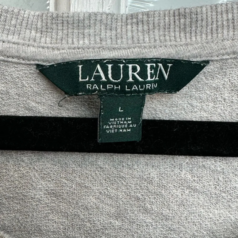 Lauren Ralph Lauren LRL Y2K Gray Lace-Up Sleeve Crew Neck Sweater Size Large L - Image 6