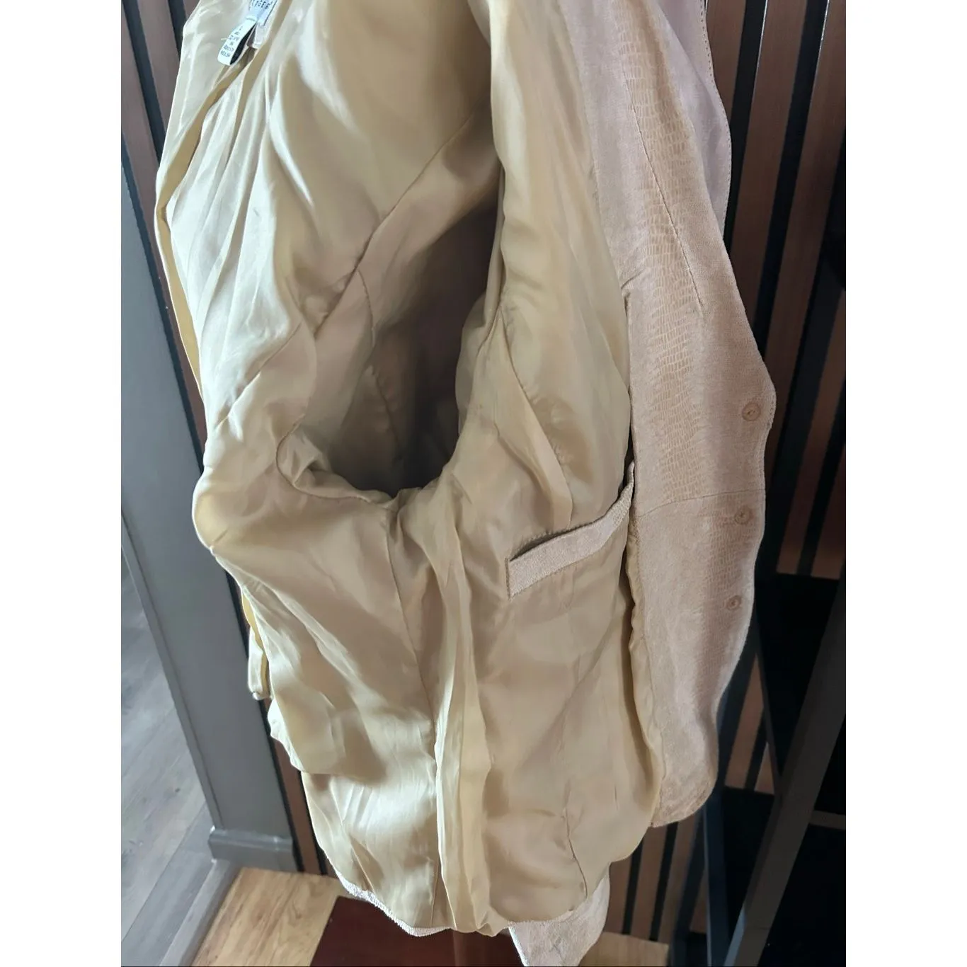 Kim Rogers tan leather jacket size large stylish winter jacket - Image 6