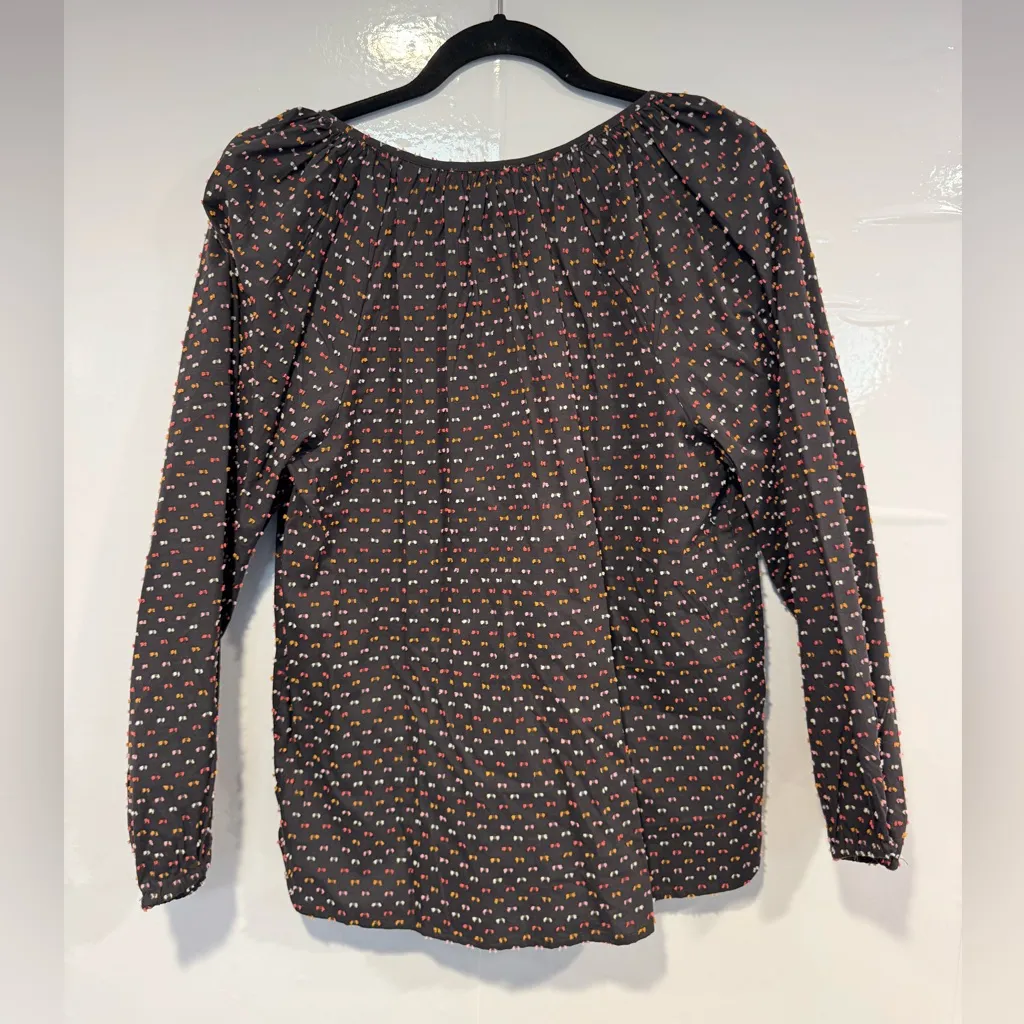 Women's Button Up Bow Patterned Loft Top - Image 4