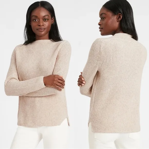 Banana Republic Chunky Ribbed Oversized Cream Off White Sweater Top Long Sleeve - Image 2