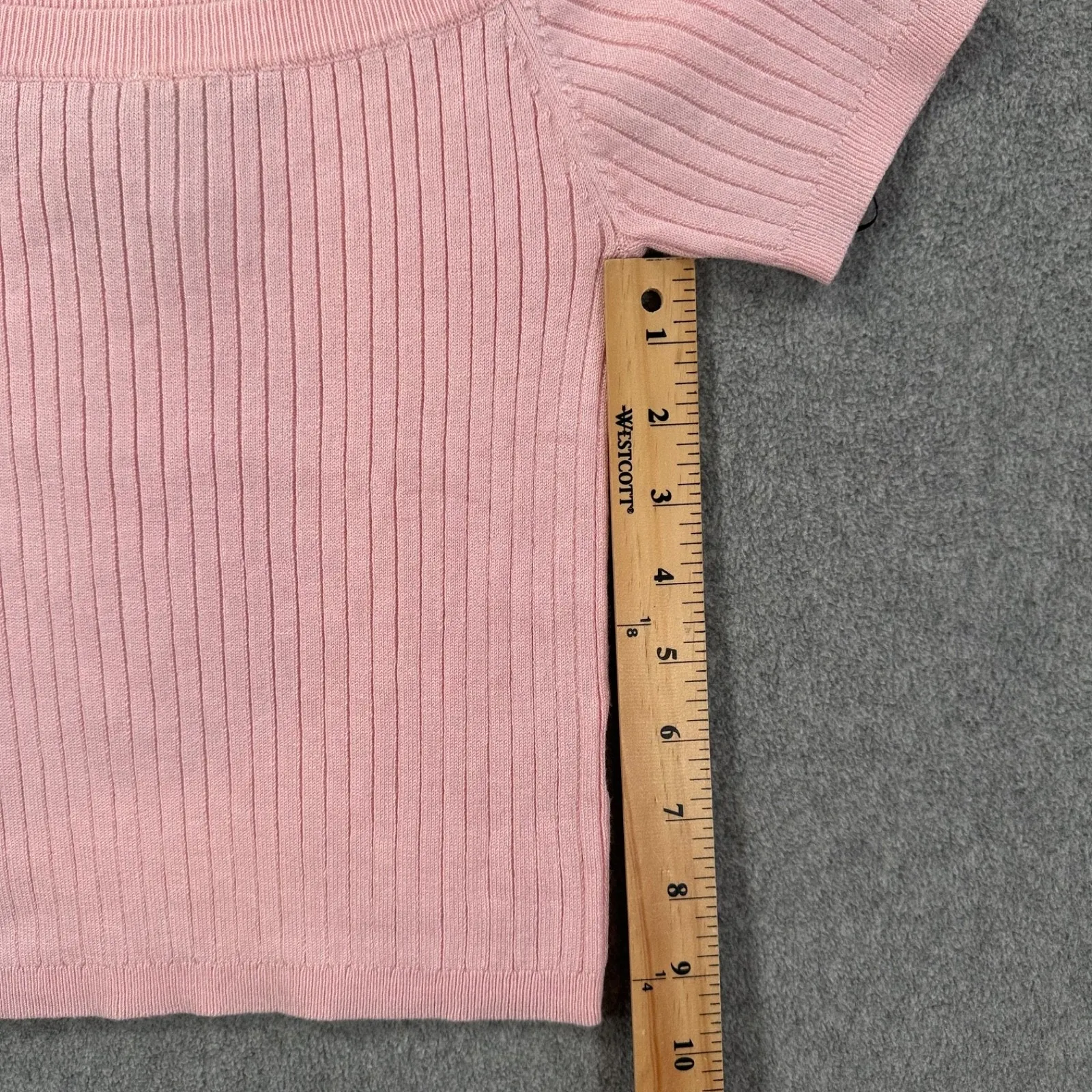 Forever 21 Short Sleeve Ribbed Baby Tee Shirt Size Small Pink Stretch Cropped - Image 4