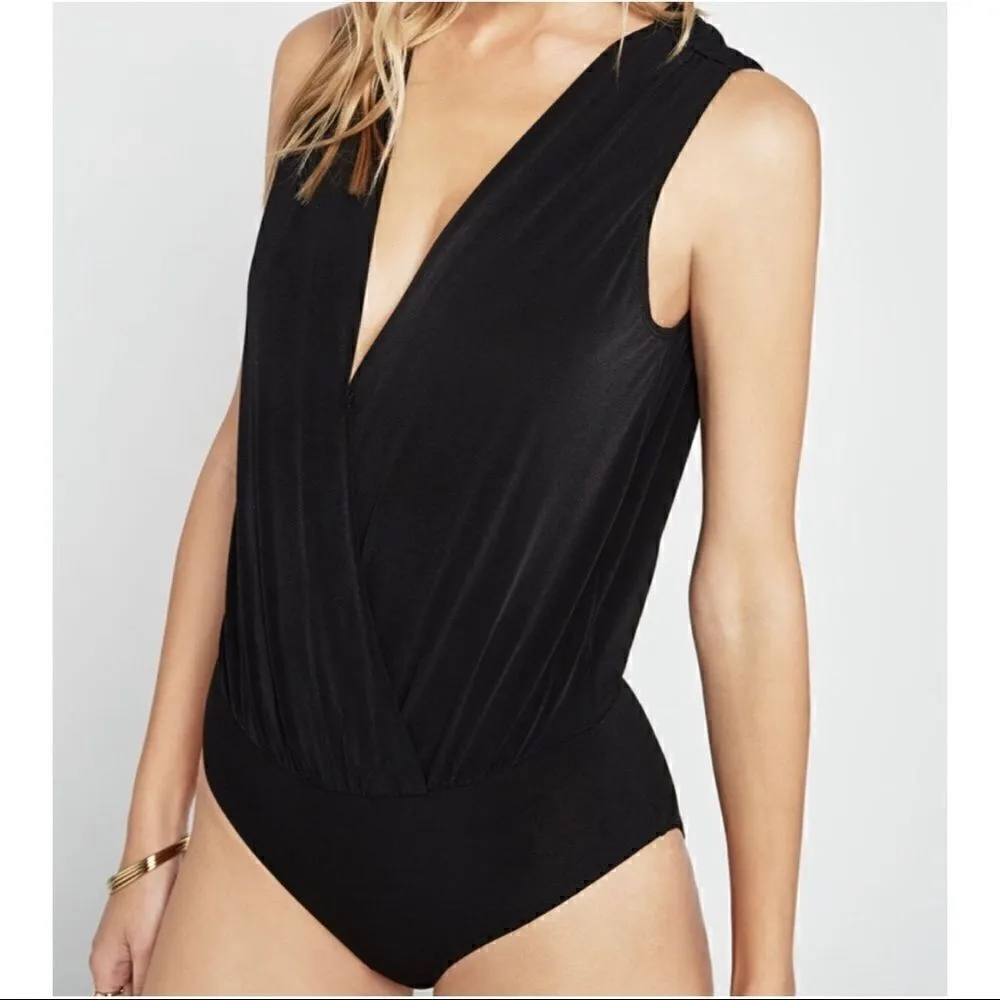 BCBGeneration Black V Neck Sleeveless Bodysuit - Image 2