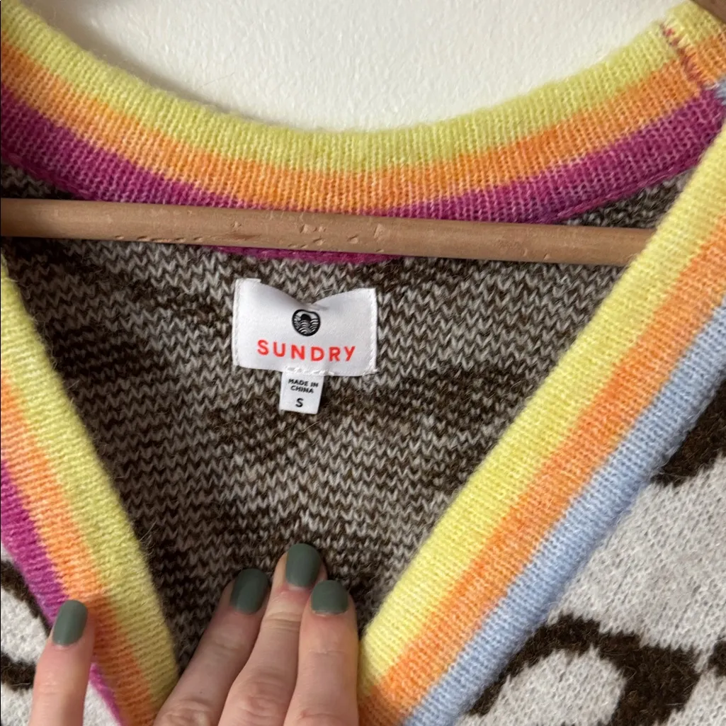 Sundry S Multicolor Leopard Wool-Blend Cardigan Sweater - Image 5