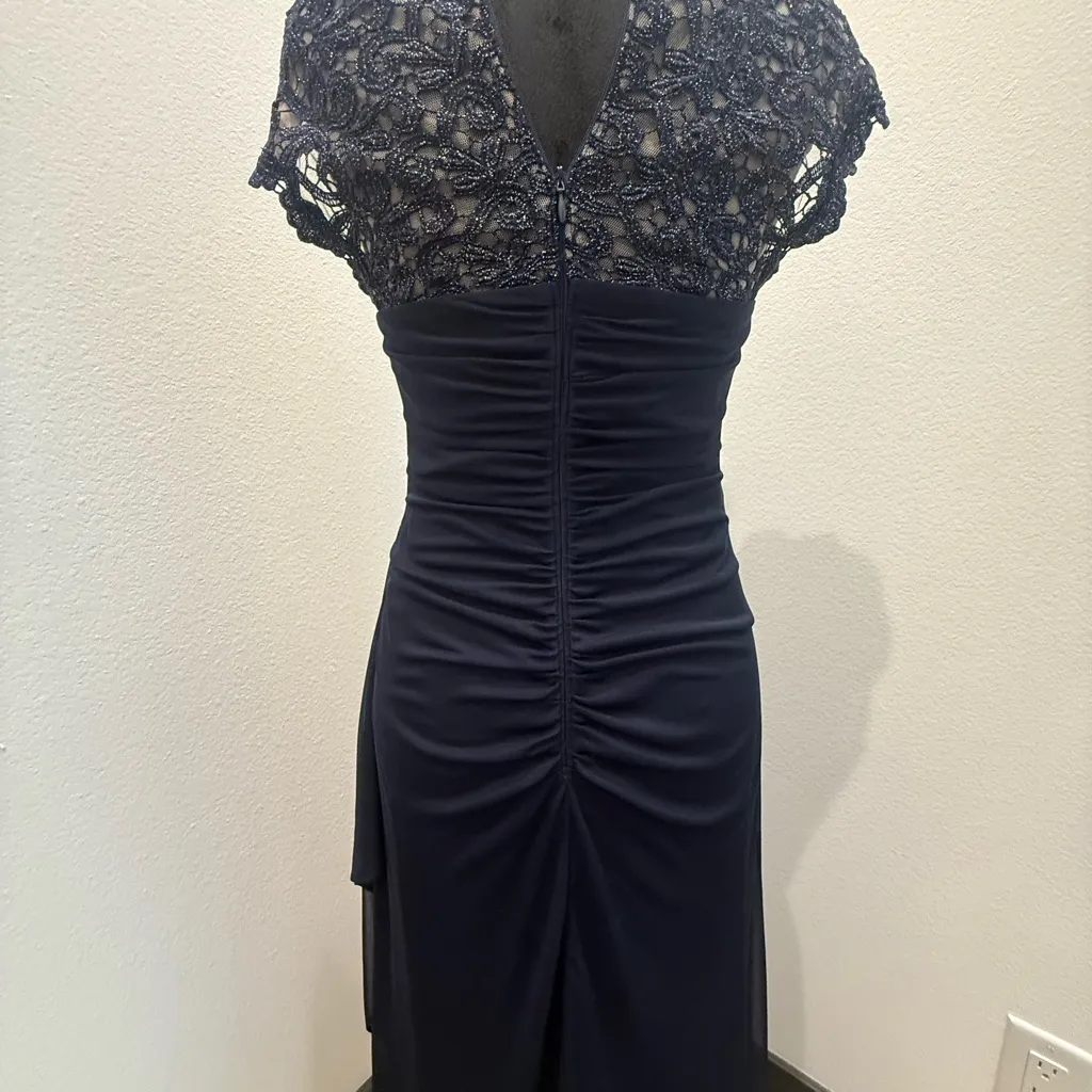 XScape  Navy Lace Maxi Dress - Image 4