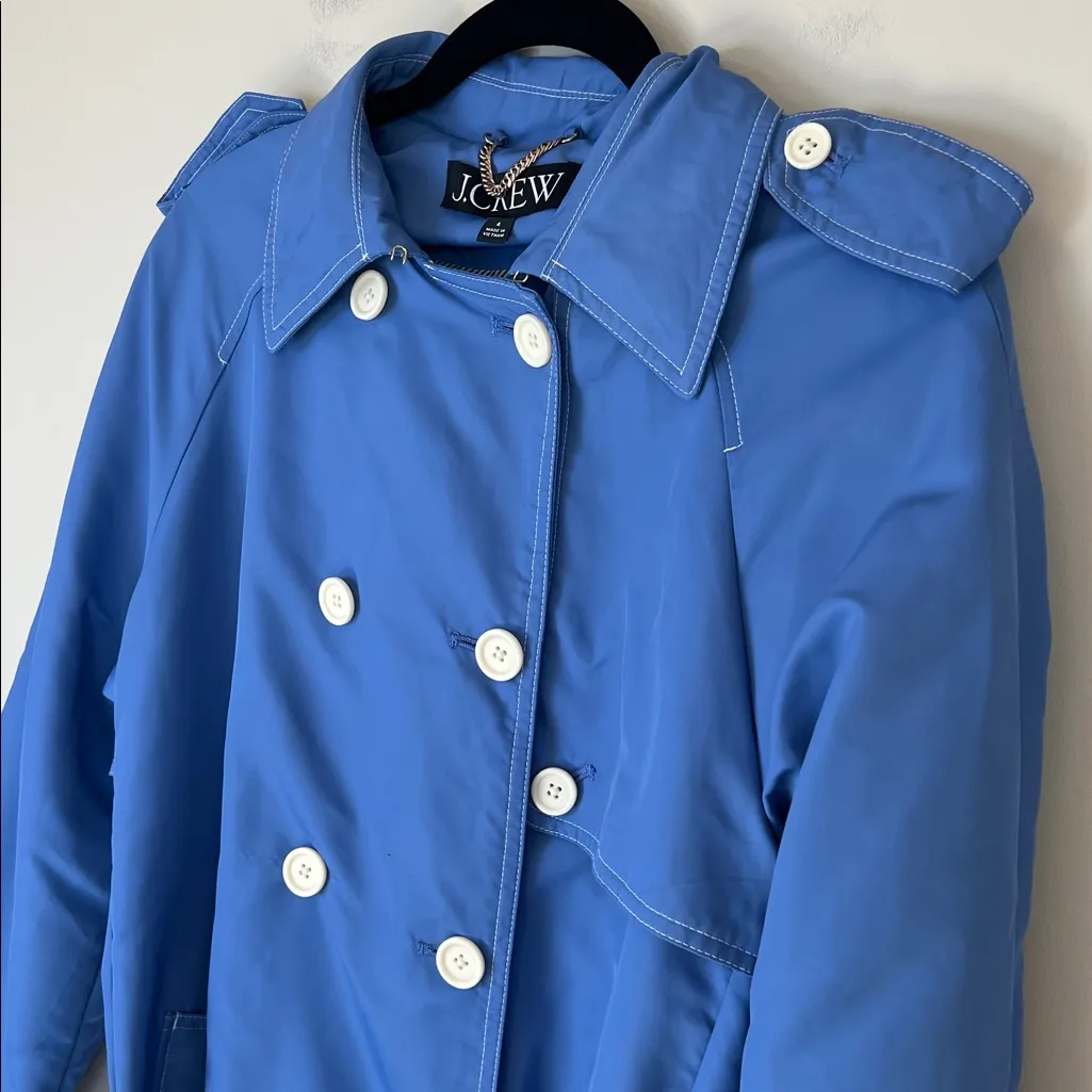 J. Crew Trench Coat Long Waterproof Lightweight Size 4 - Image 6