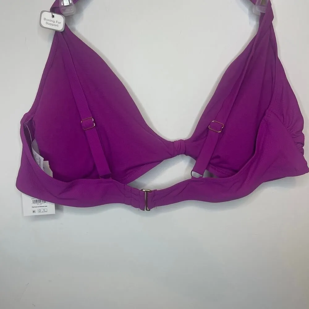 Time & Tru Bikini Top 3X 24w-26w Plum Purple Swimwear Vacation Beach Pool - Image 2