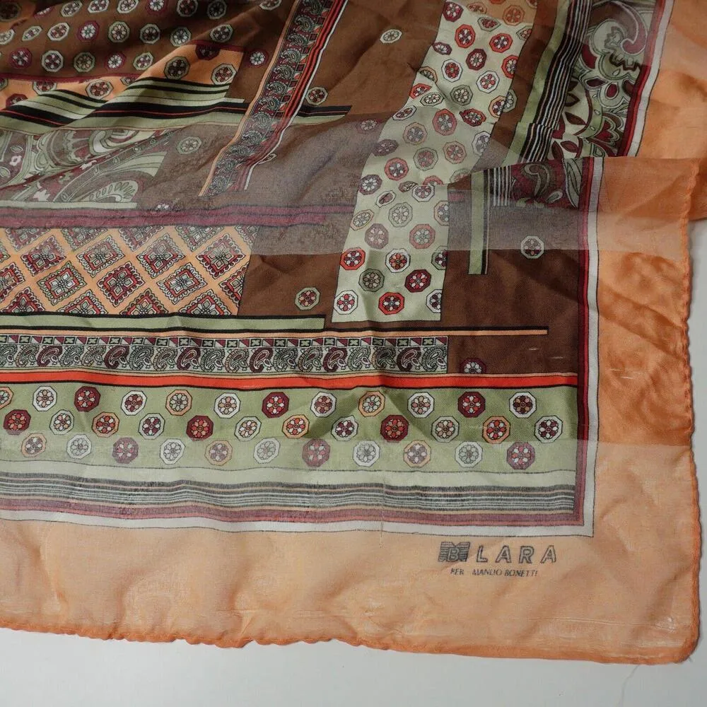 Vintage BLARA Manlio Bonetti Italy‎ Scarf Paisley Orange Retro VTG Designer SEE - Image 5