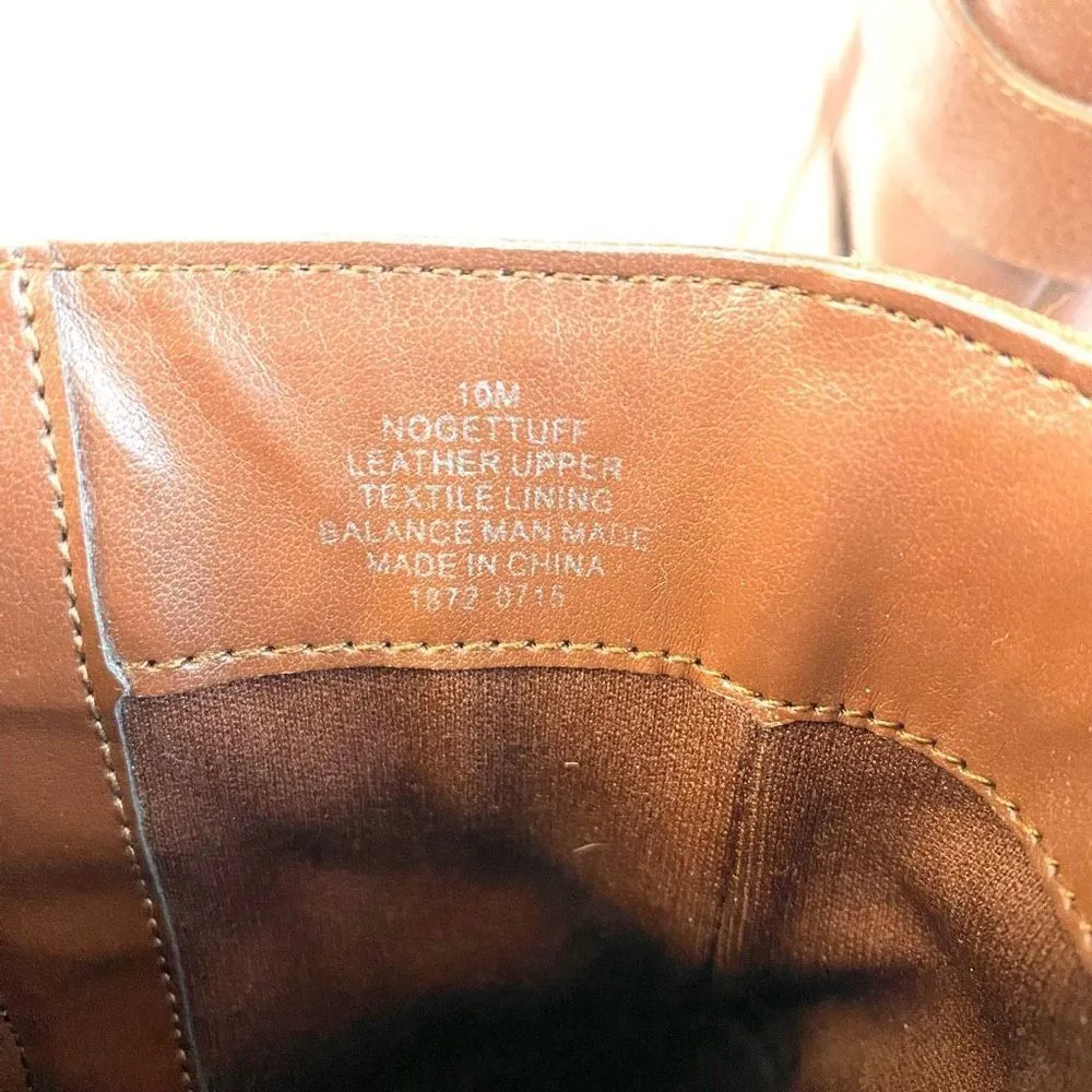 Nine West Nogettuff Ankle Boots Heels Leather Buckle Zip Closure Brown Camel 10 - Image 10