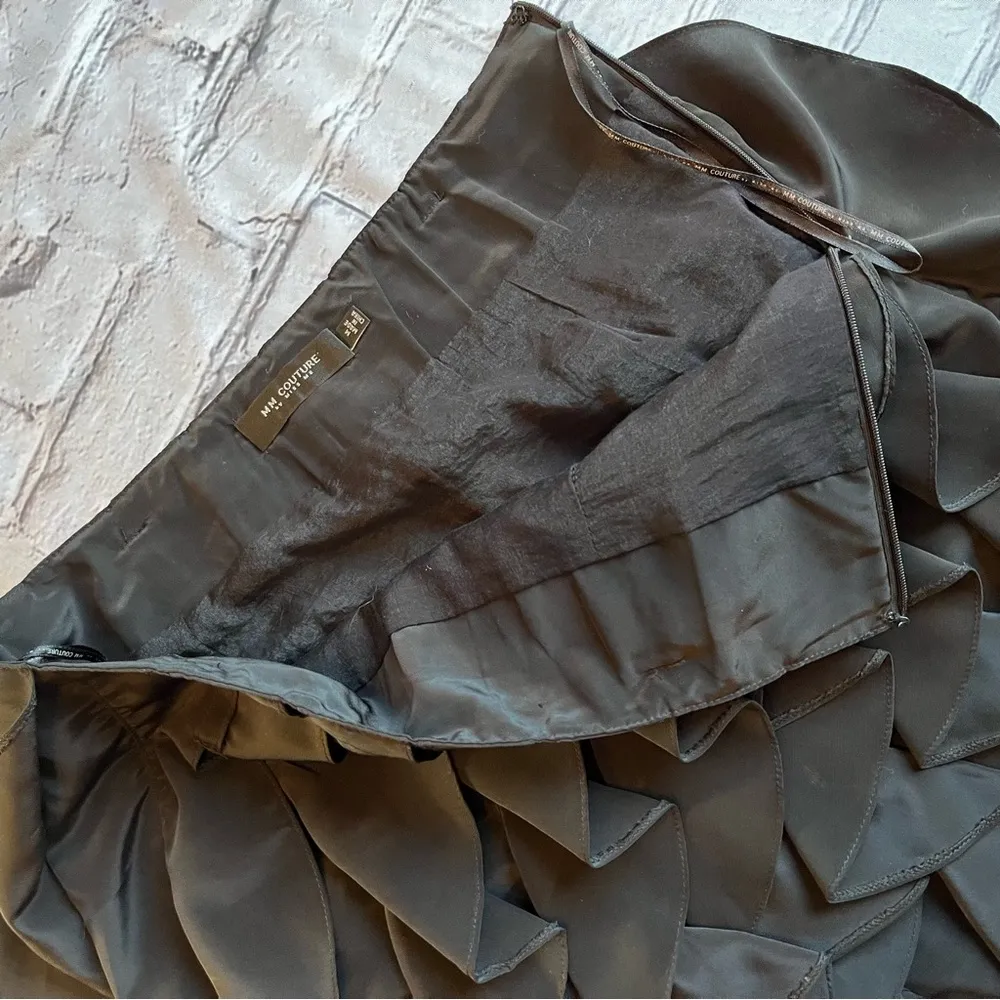 Miss Me Skirt MM Couture Medium Black Layers Tiered Flowery Ruffled - Image 3