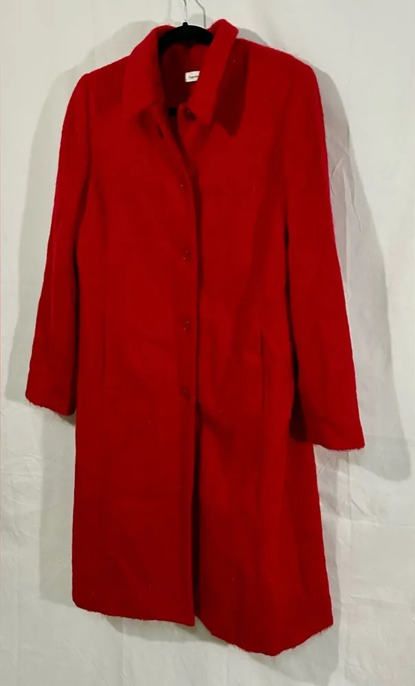 Amanda Smith Red Mohair Alpaca Wool Blend Coat Women’s 14 Luxury Winter Jacket - Image 1