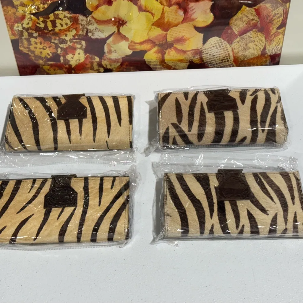 Lot Of 4 Real Handmade Animal Print Fur Leather Loop Closure Wallet/Hand Clutch - Image 16