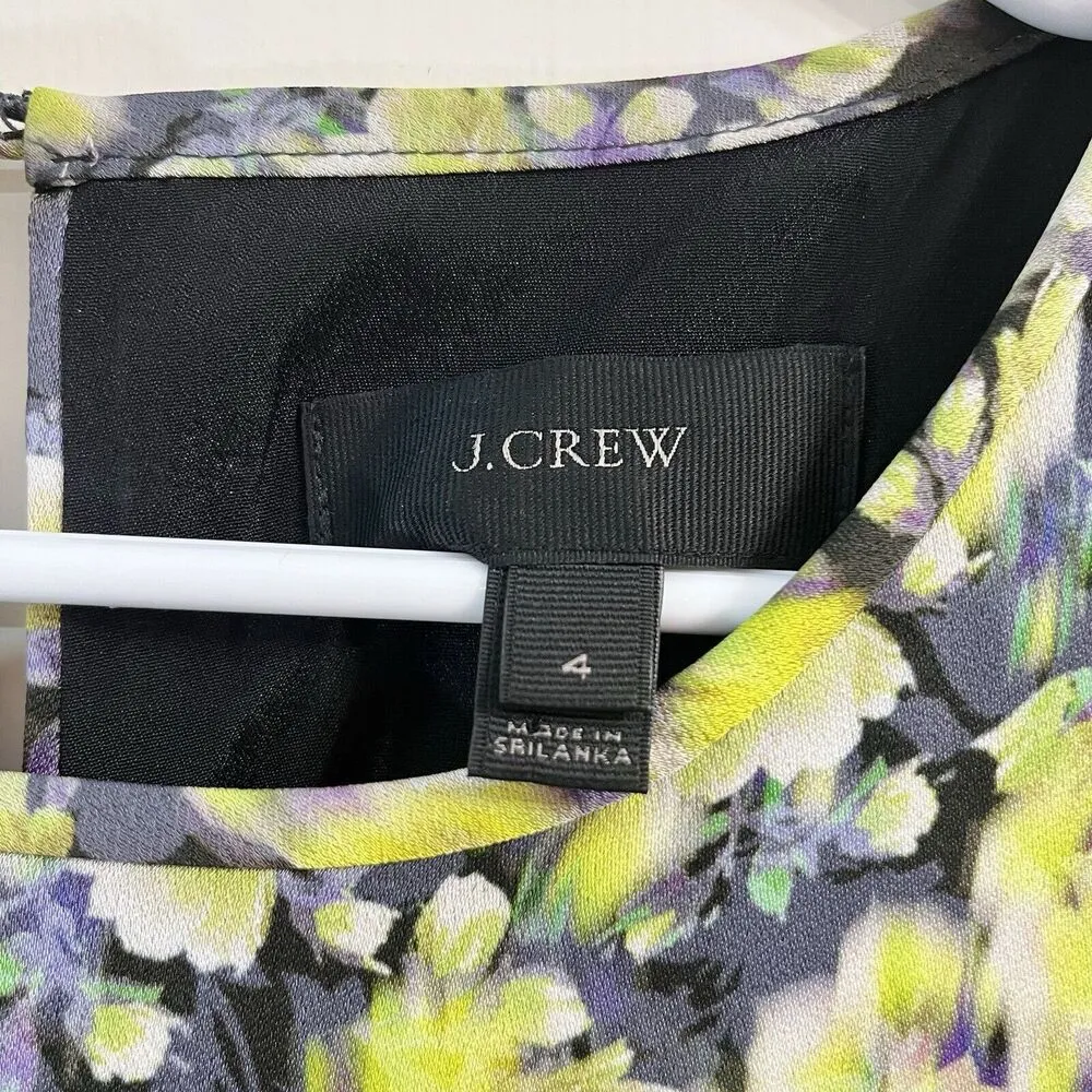 J. Crew Floral Gem Abstract Clover Dress 4 Cap Sleeve Cocktail Dress - Image 4