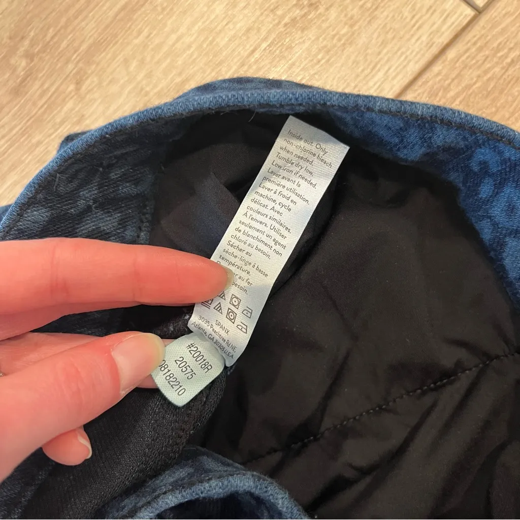 Spanx Animal Print Jean-ish Ankle Denim Leggings Cheetah Leopard Size L - Image 8