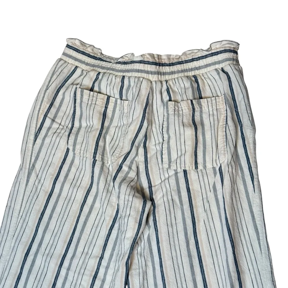 Jolt‎ Linen Blend Blue White Stripe Wide Leg Women Pants Sz L  Earthy Beach Boho - Image 4