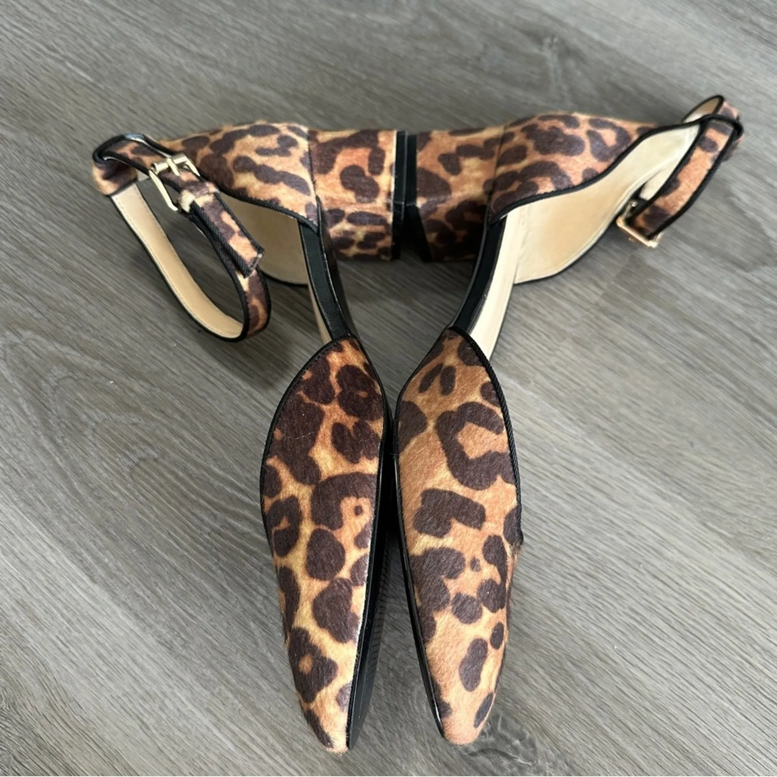 Cabi Kiki Faux‎ Hair Leopard Cheetah Ankle Strap Kitten Block Heels Size 8 - Image 3