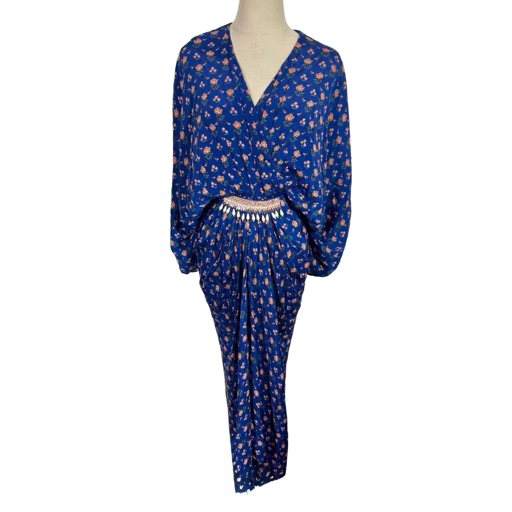 Chhavvi Aggarwal Kaftan Embroidered Beaded Dress in Royal Blue - Image 4