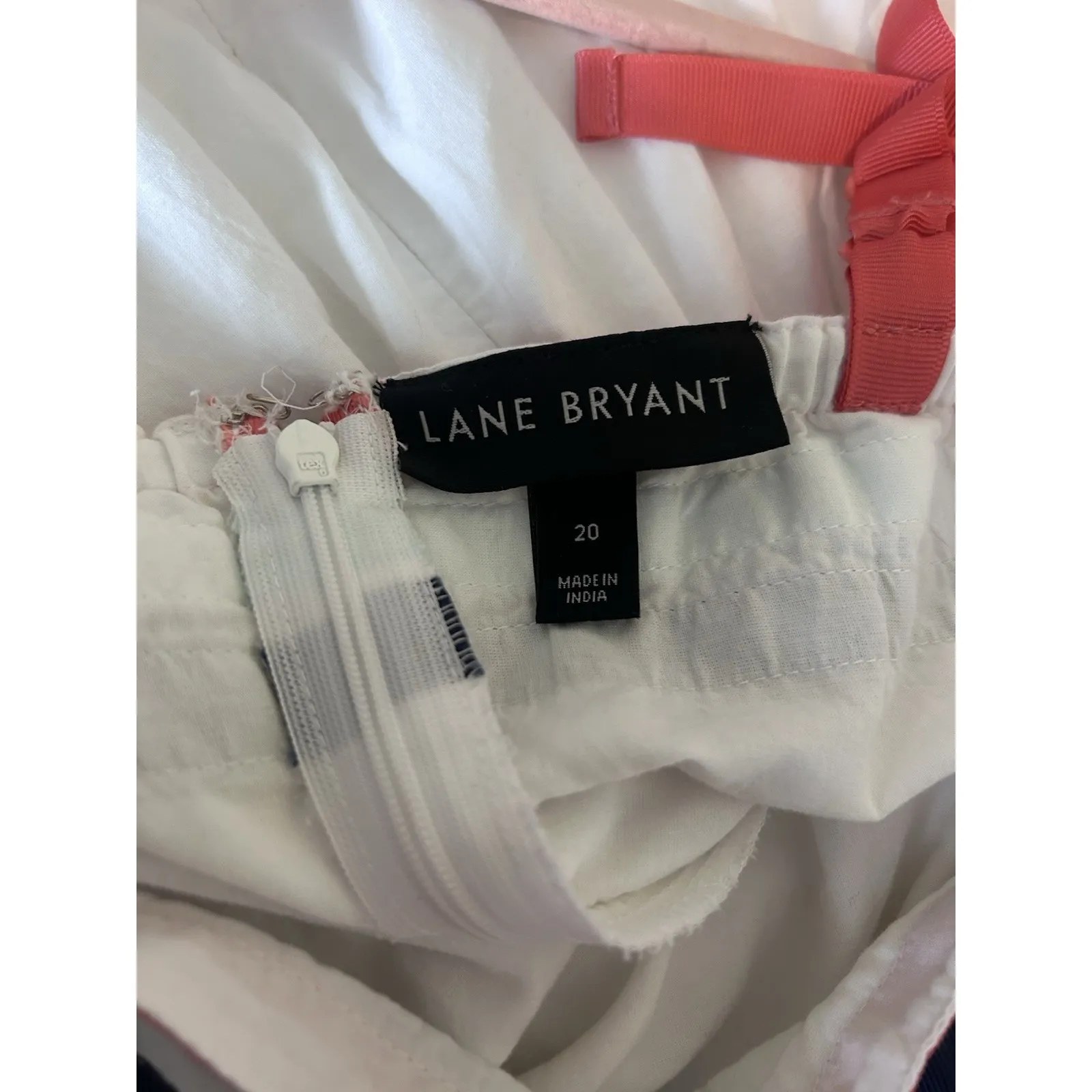 Lane Bryant White Tiered Maxi Dress Tie Shoulder Striped Cotton Size 20 Sundress - Image 9