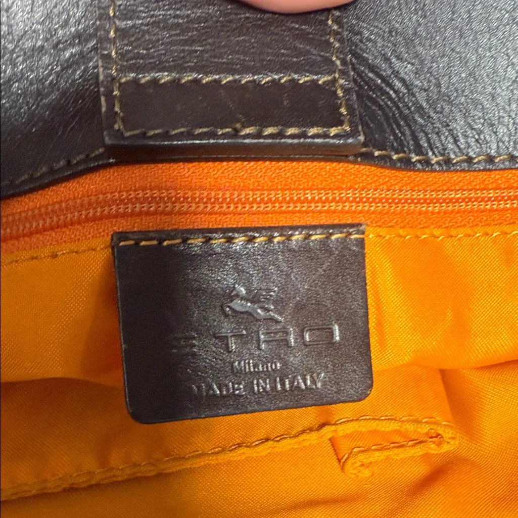 Etro Black and Tan Patterned Tote Bag Brown - Image 12