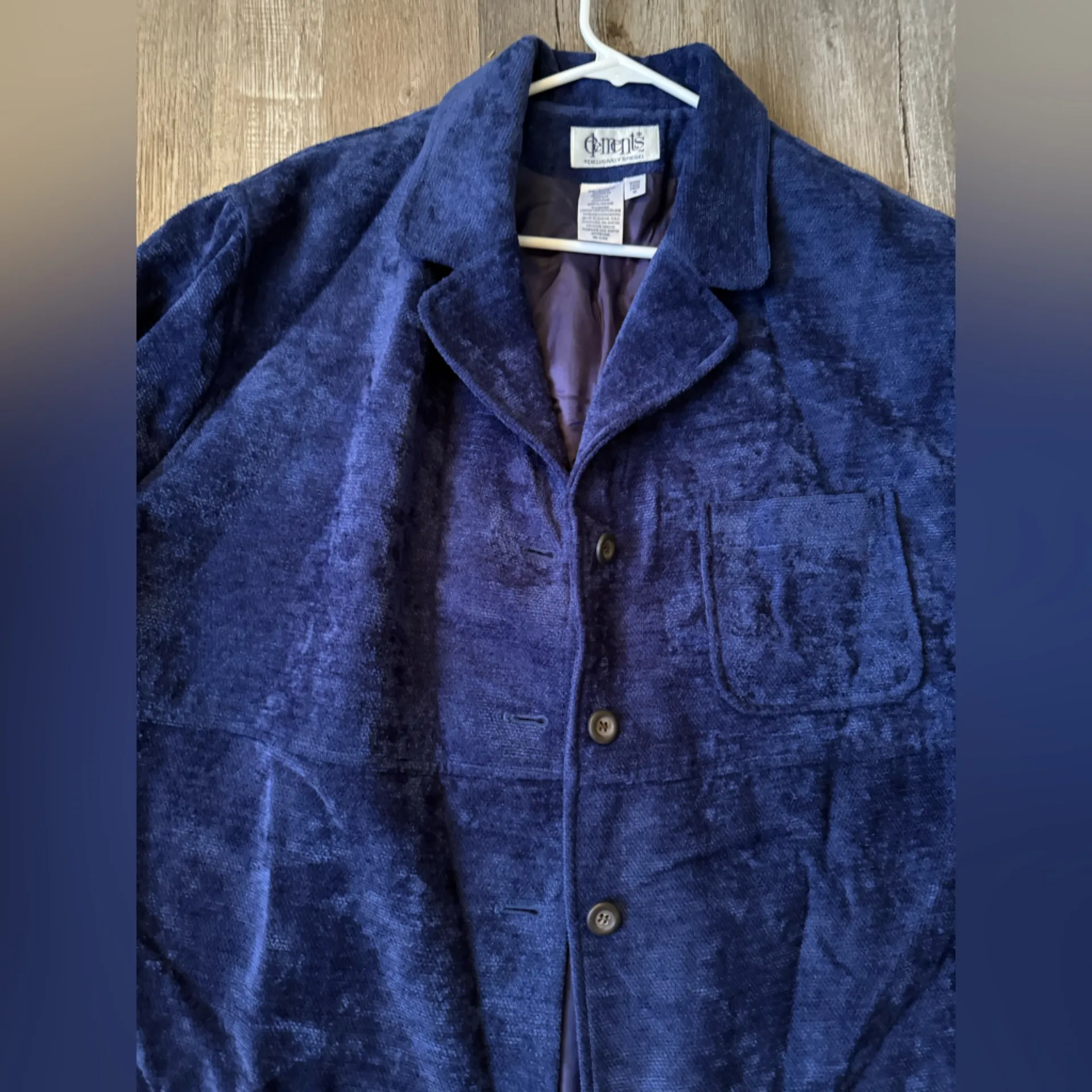 Spiegel VTG Elements Corduroy Jacket Button Down Suede Navy Blue Hippie Boho Size 2X - Image 6