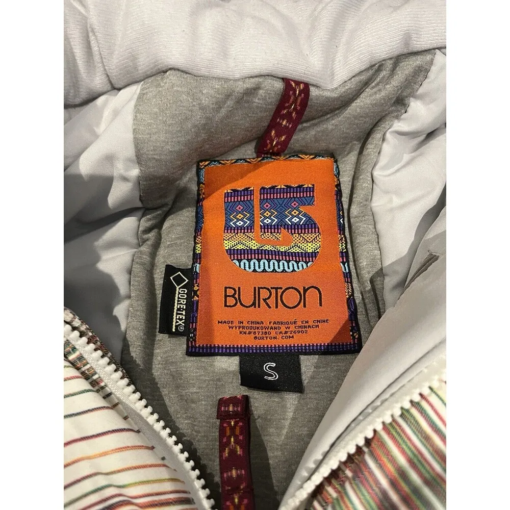 Burton  Gore-Tex women's S full zip snowboard hooded striped jacket - Image 7