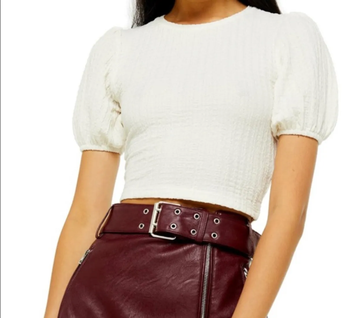 Topshop Balloon Sleeve Crop Top - Image 3