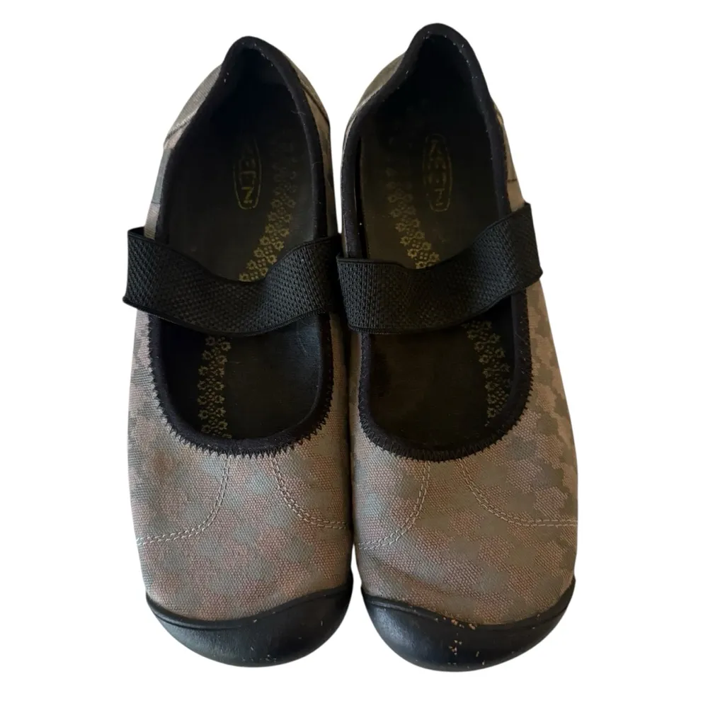 Keen Sienna Mary Jane Strap Canvas Black Gray Comfort Flats Shoes Womans SZ 9.5 - Image 3