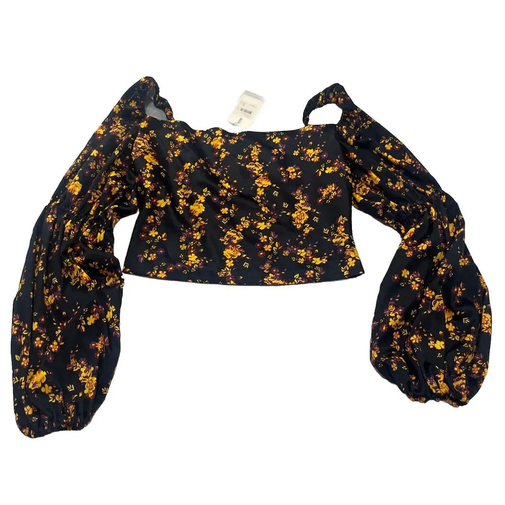 NWT C/meo Collective All Right Now LS Top Puff Sleeve Floral SIZE Large - Image 2