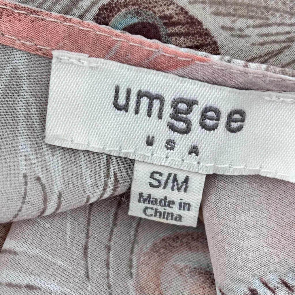 Umgee Boho size S/M Oversized Peacock Feather Tribal Pom Pom Open Duster Topper - Image 5