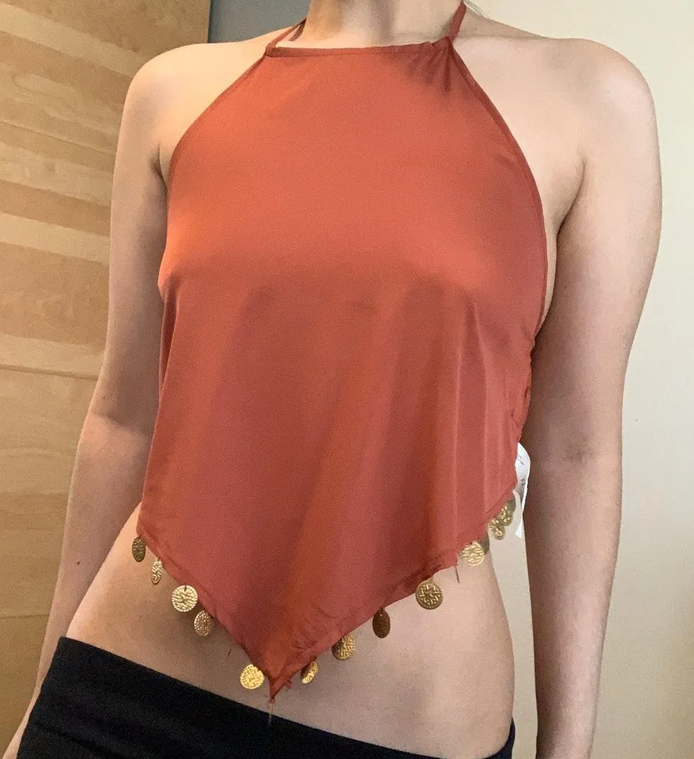 Coin trim triangle handkerchief scarf top - Image 8