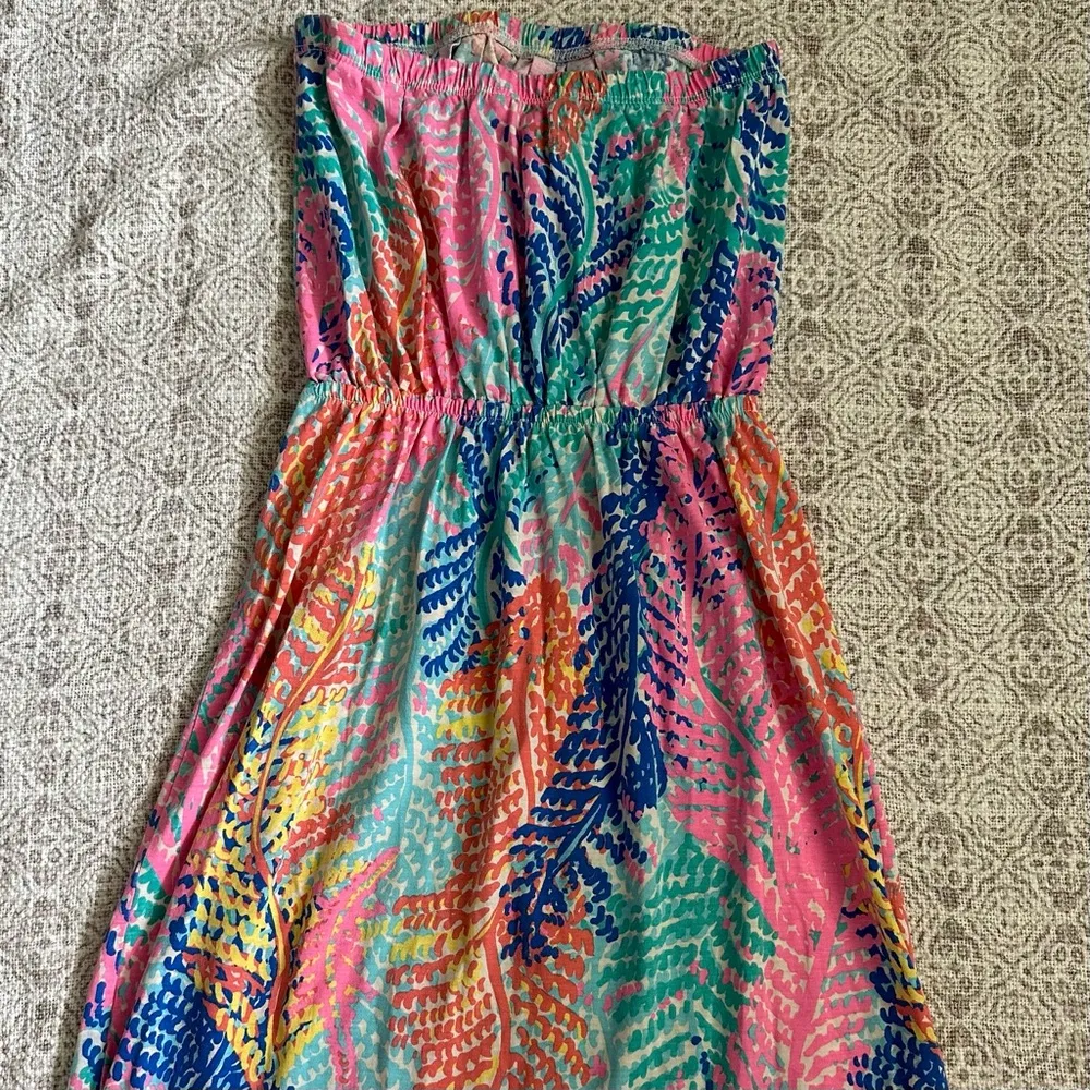 Lilly Pulitzer Windsor Strapless Dress In Electric Feel Leaf Floral - Image 6