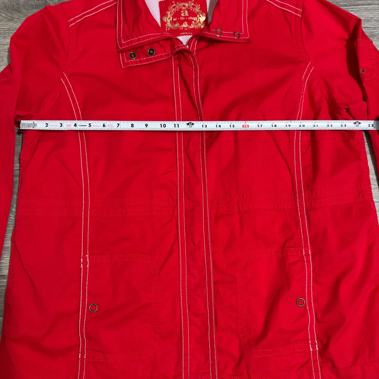 Activology Women Athletic Red Full Zip Jacket Contrasting Stitching Sz 1X Cotton - Image 11