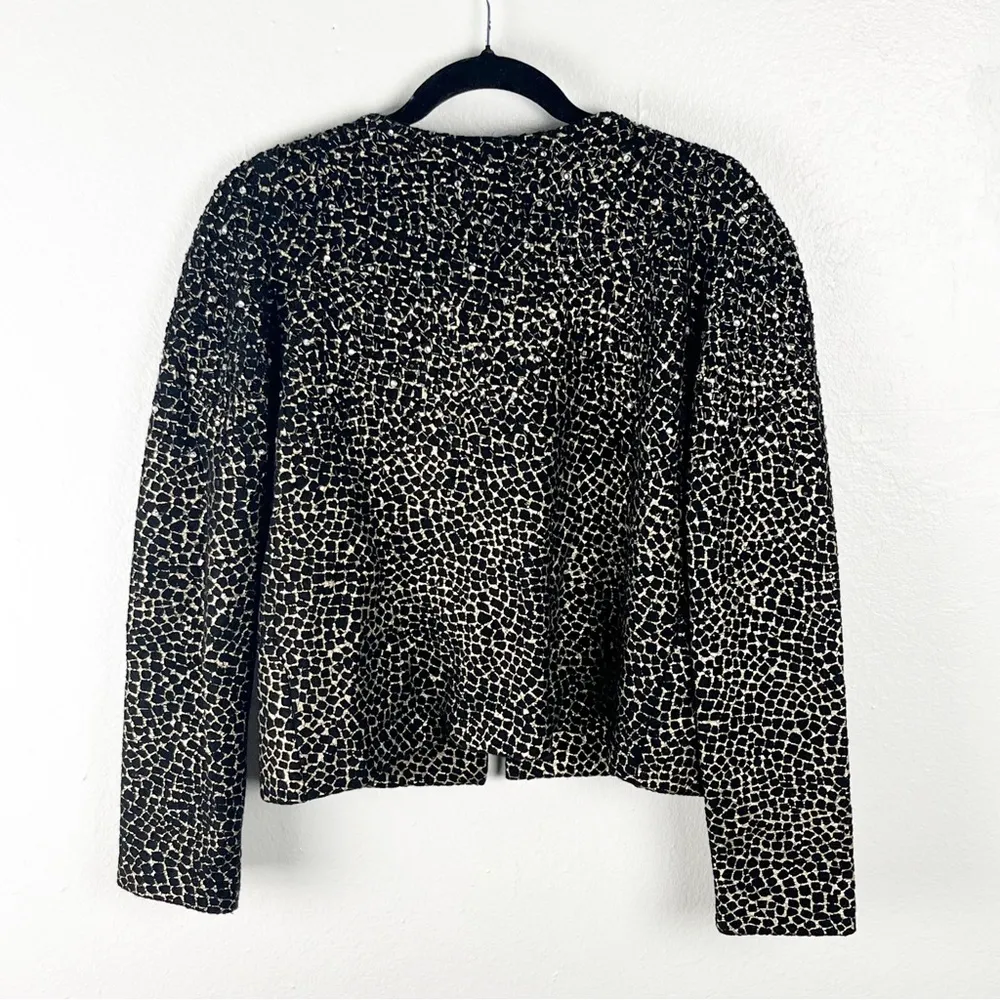 DIANE von FURSTENBERG 100% Wool Beaded Crystal Accents Collarless Jacket Small - Image 2