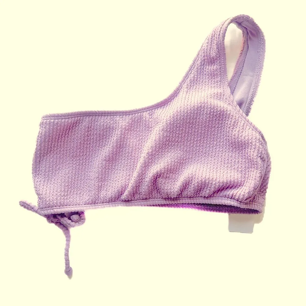 NWT Salt + Cove One Shoulder Side Shirred Bikini Top Dusty Lilac Size Small S - Image 2