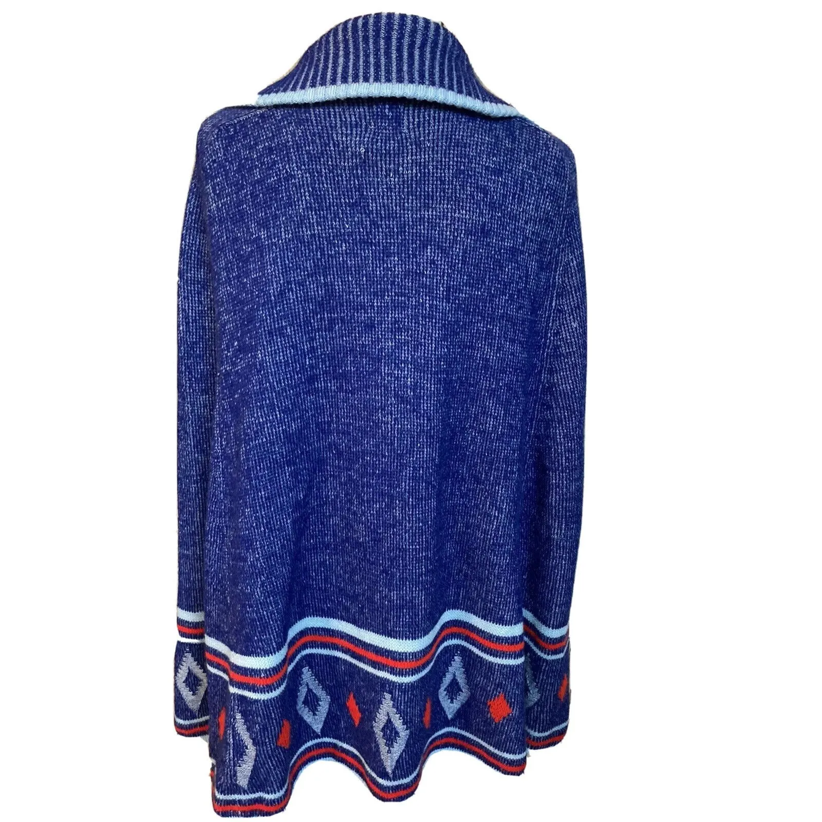 Fashioned by Lee Women's Vintage Full Zip Cape Blue Red White Sz L EUC - Image 5