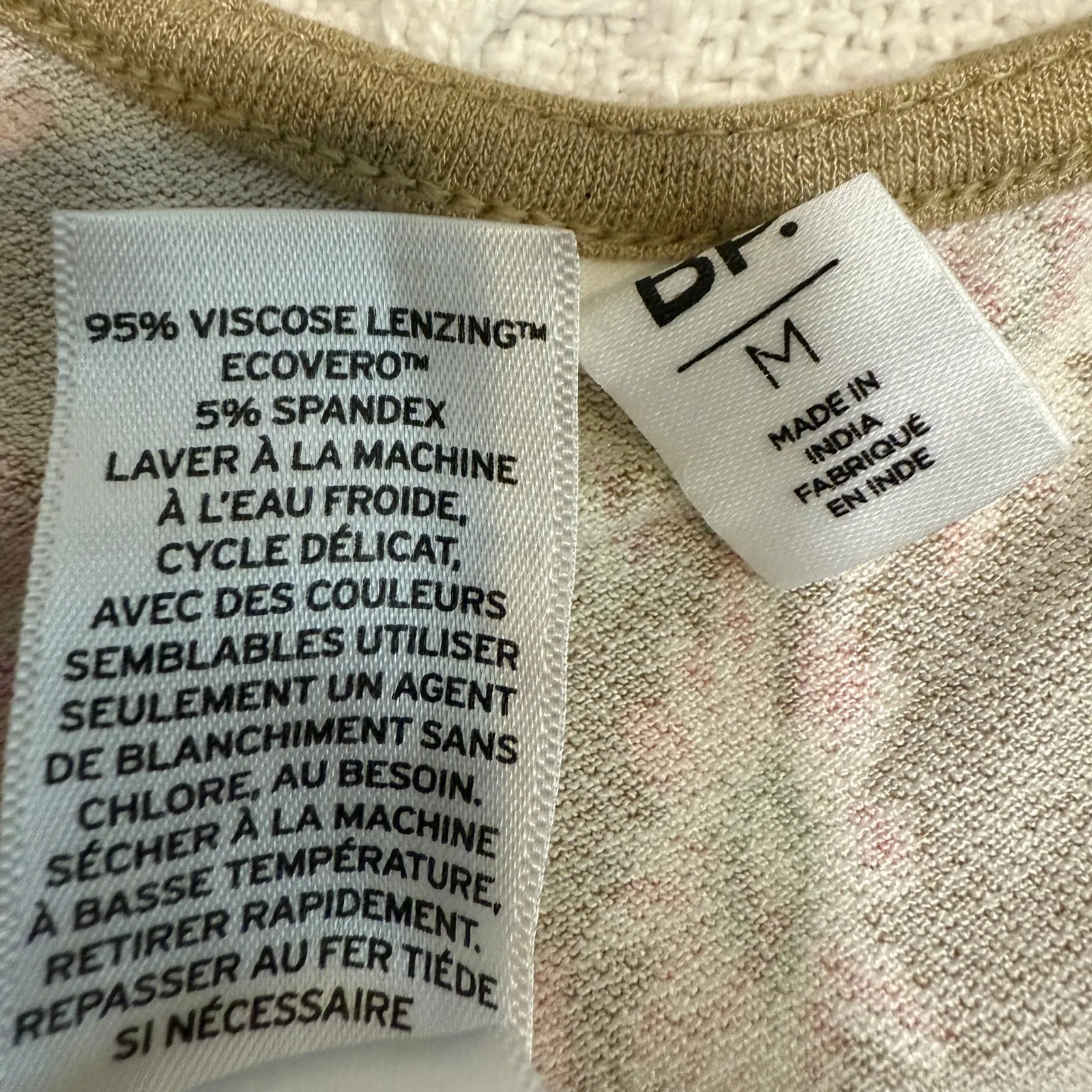 new BP. medium sleeveless knit Anna Floral print lettuce trim hem dress D2 3119 Brown - Image 3