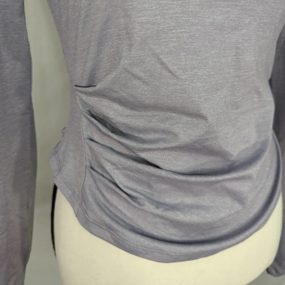 HALARA Notched Ruched Thumb Hole‎ Curved Hem Yoga Sports Top - Image 8