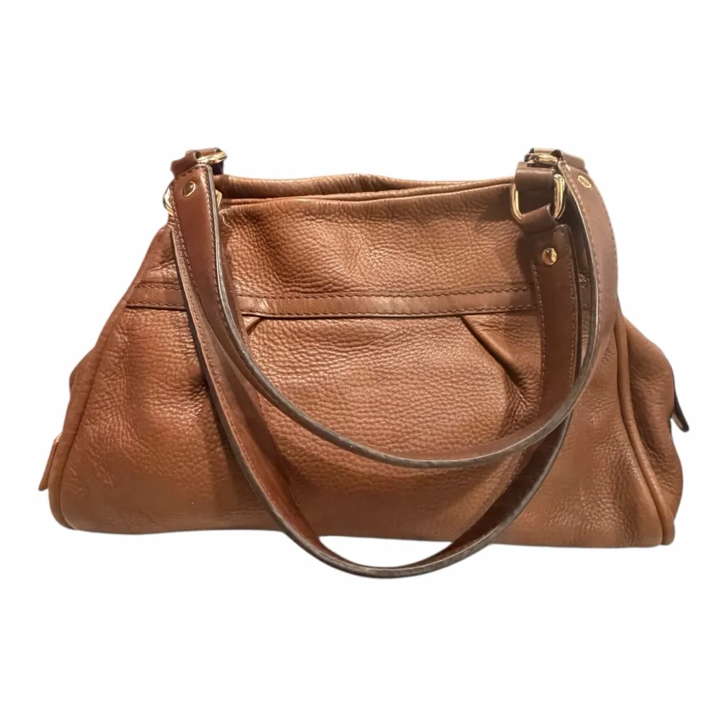 UGG Brown Pebbled Leather Shoulder Bag Gold Hardware Zip Top - Image 2