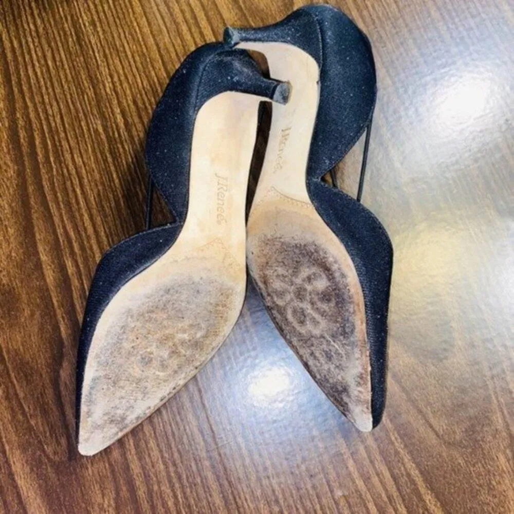 J Renee Veeva Glitter Fabric Heels Size 6 Black - Image 3
