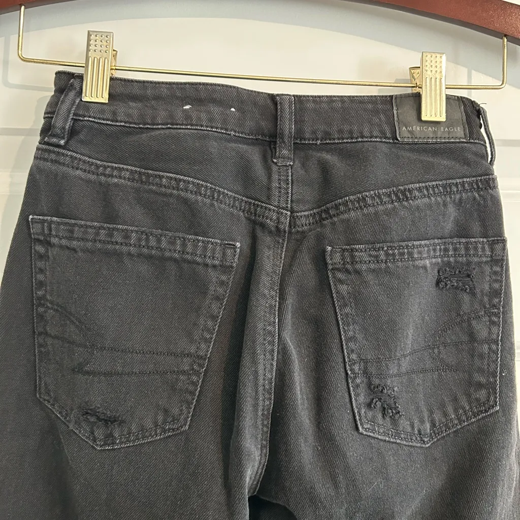 American Eagle Ripped Mom Straight Jeans Black Size 000 - Image 7