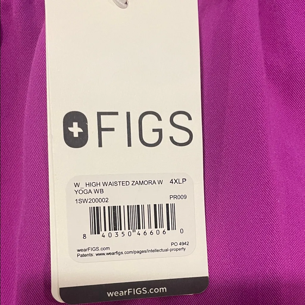 Womens New Figs High Waisted Zamora Yoga Jogger Scrub Pant Purple Jolt Plus 4XLP - Image 4