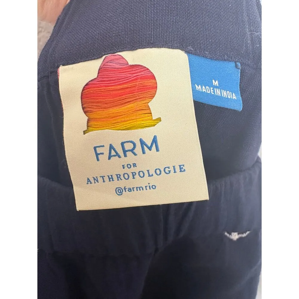 Farm Rio Jackie Embroidered Romper Medium Blue Off Shoulder Pineapple Boho - Image 5