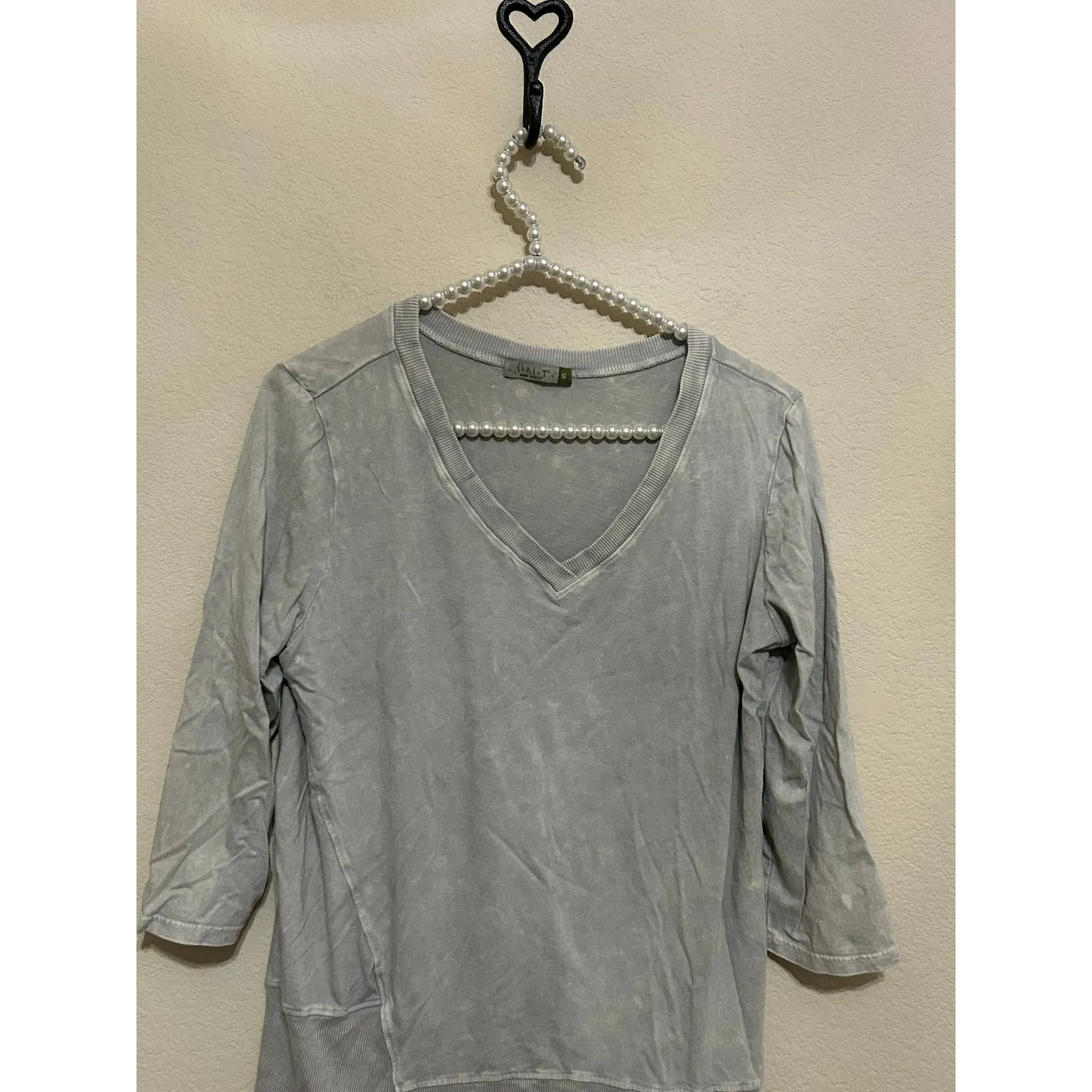 Chalet et Ceci Top Size Small Gray Lagenlook Capsule Wardrobe Classic Shirt Hemp - Image 2