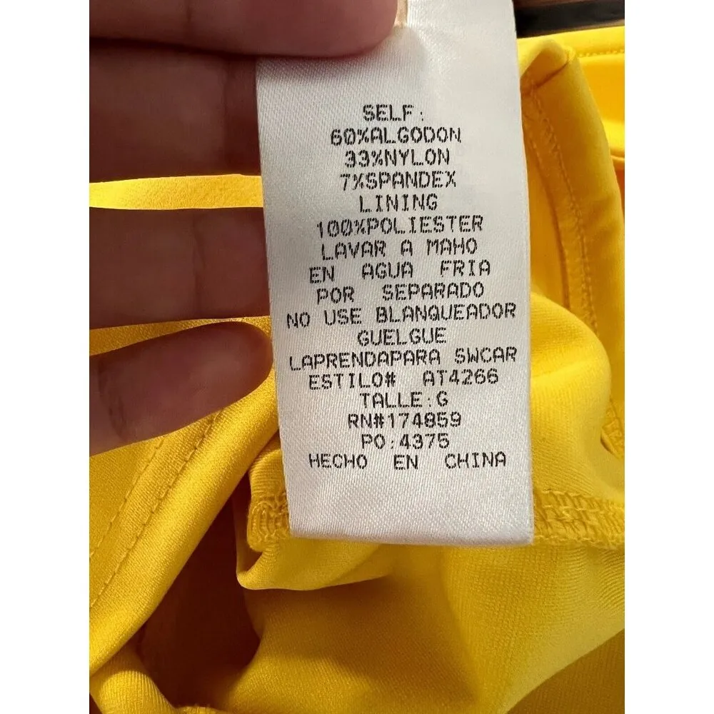 Alythea Yellow Cropped Women Bohemian Cotton Blend Top Size Large Party Sexy NWT - Image 8