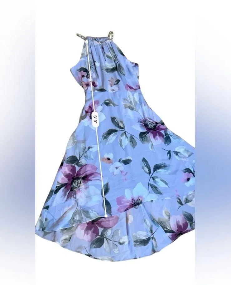 White House Black Market Women's Halter Dress Size 6 Floral Chiffon Hi Lo - Image 12